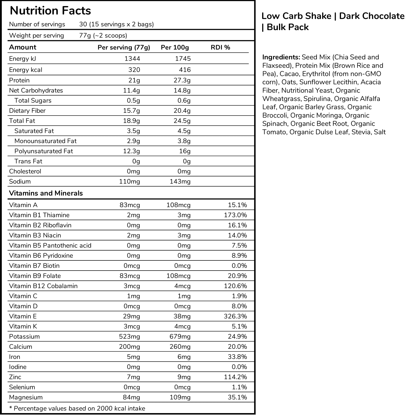 Low Carb Shakes | Bulk Pack (30 servings)