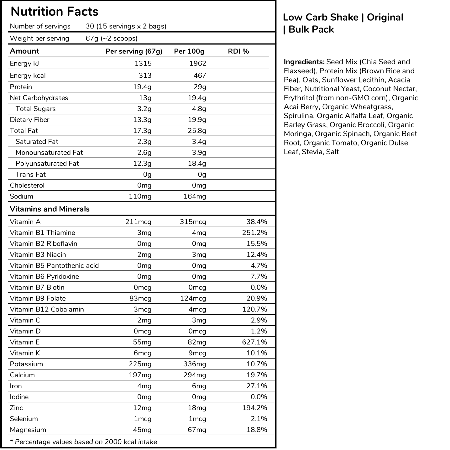 Low Carb Shakes | Bulk Pack (30 servings)